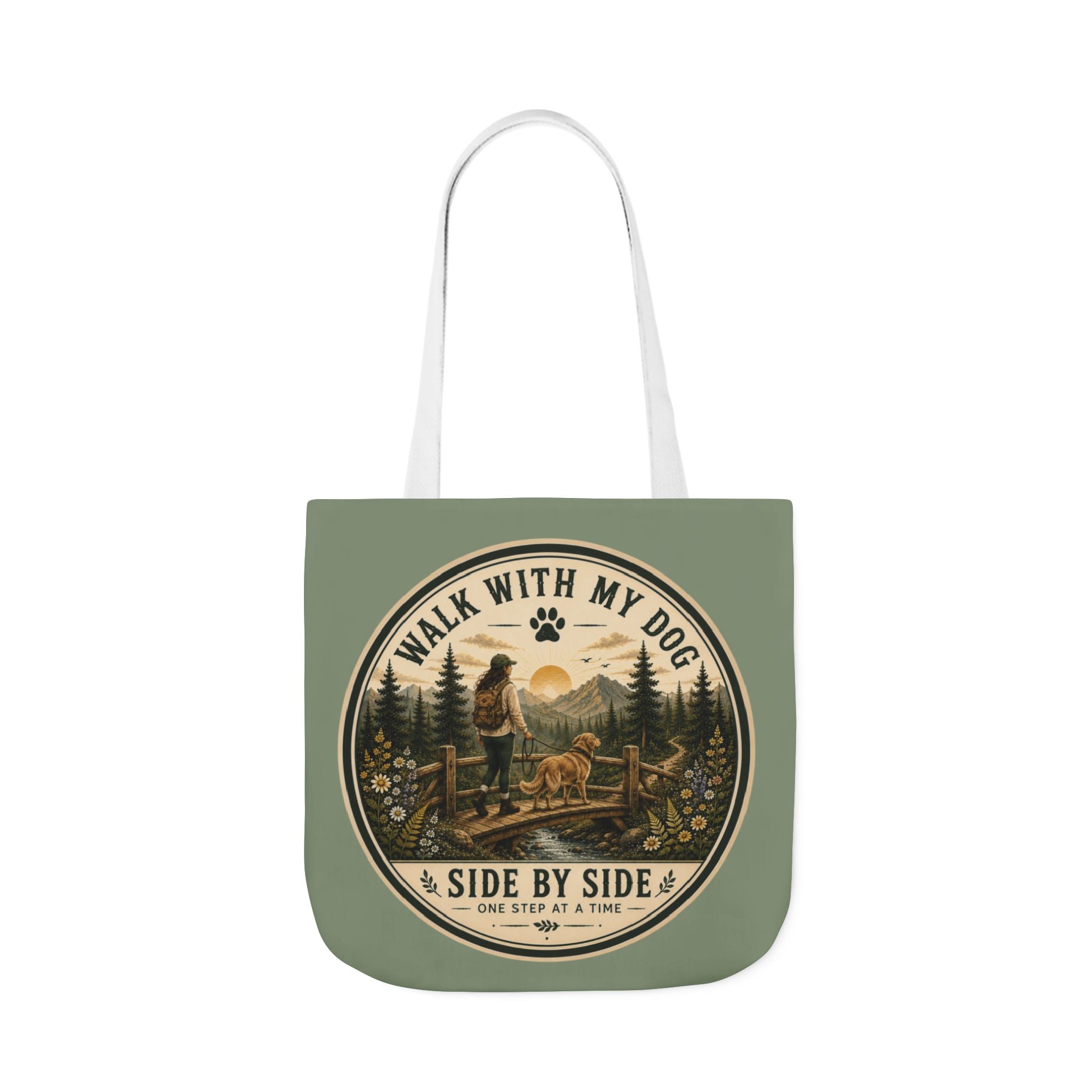 Walk With My Dog Canvas Tote – "Side by Side" Outdoor Adventure Dog Lover Bag