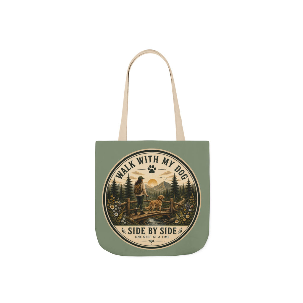Walk With My Dog Canvas Tote – "Side by Side" Outdoor Adventure Dog Lover Bag