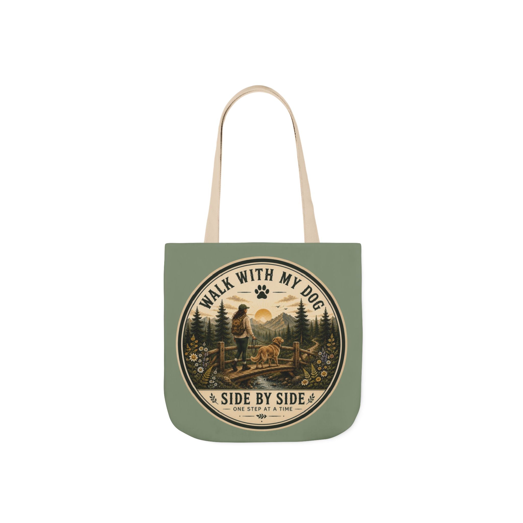 Walk With My Dog Canvas Tote – "Side by Side" Outdoor Adventure Dog Lover Bag
