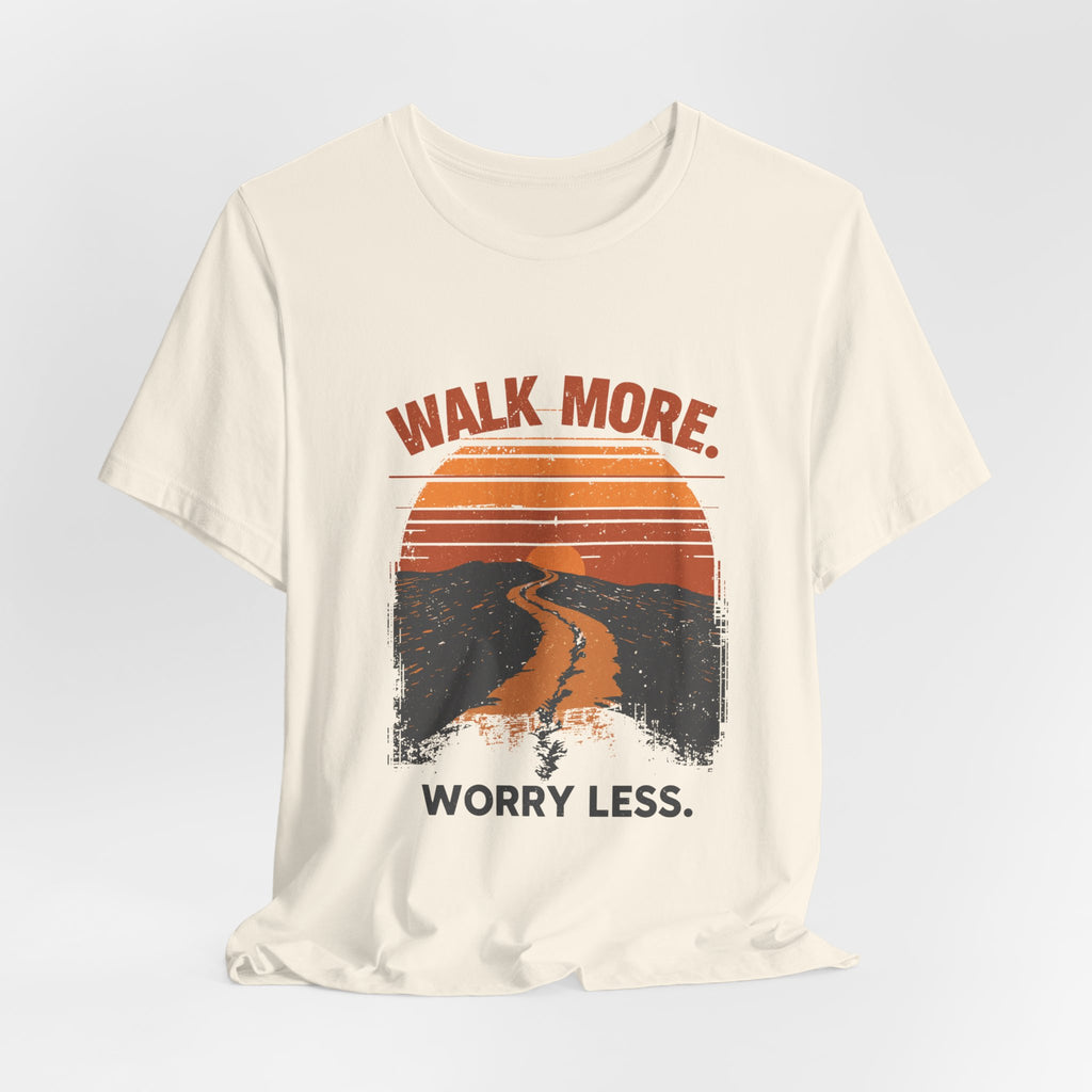 Walk More Worry Less Tee | Retro Sunset Road Graphic T-Shirt