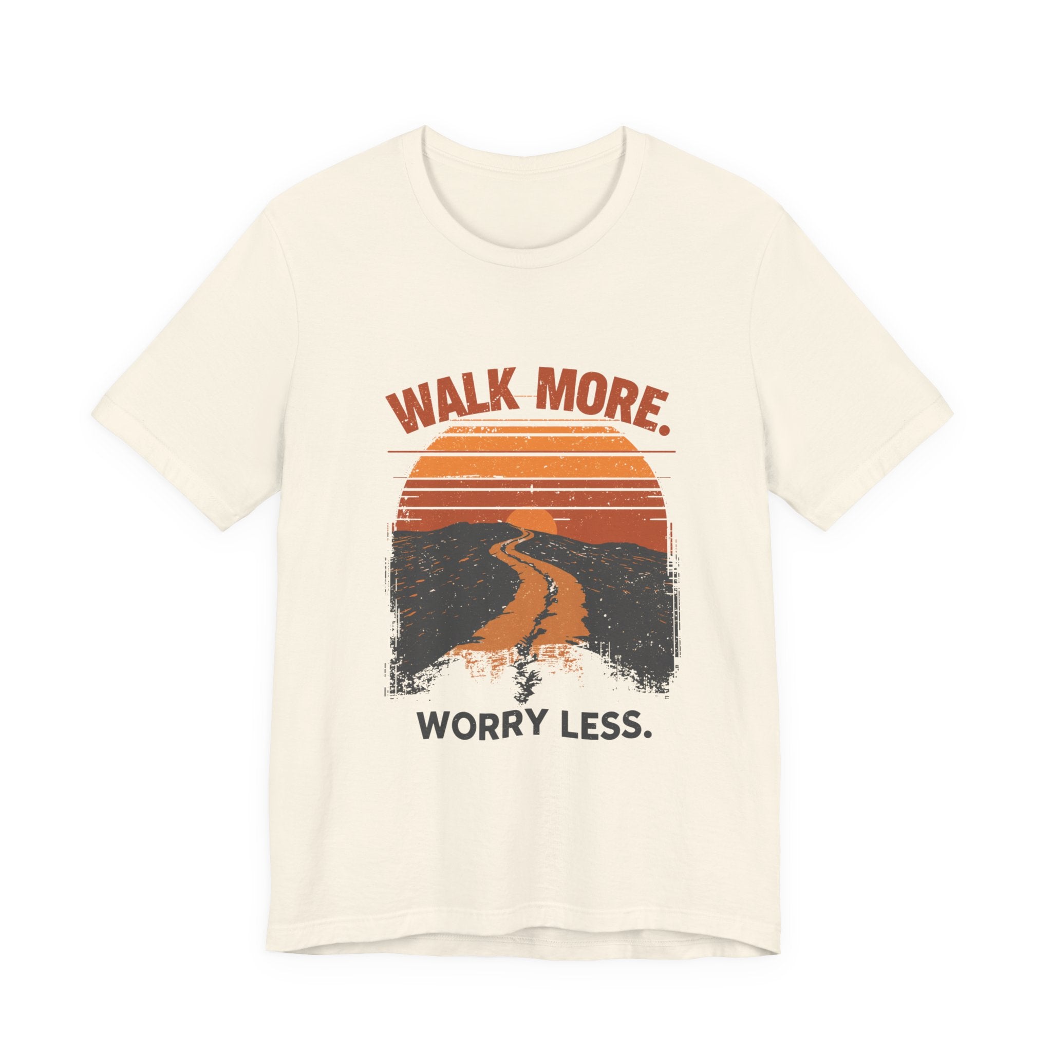 Walk More Worry Less Tee | Retro Sunset Road Graphic T-Shirt