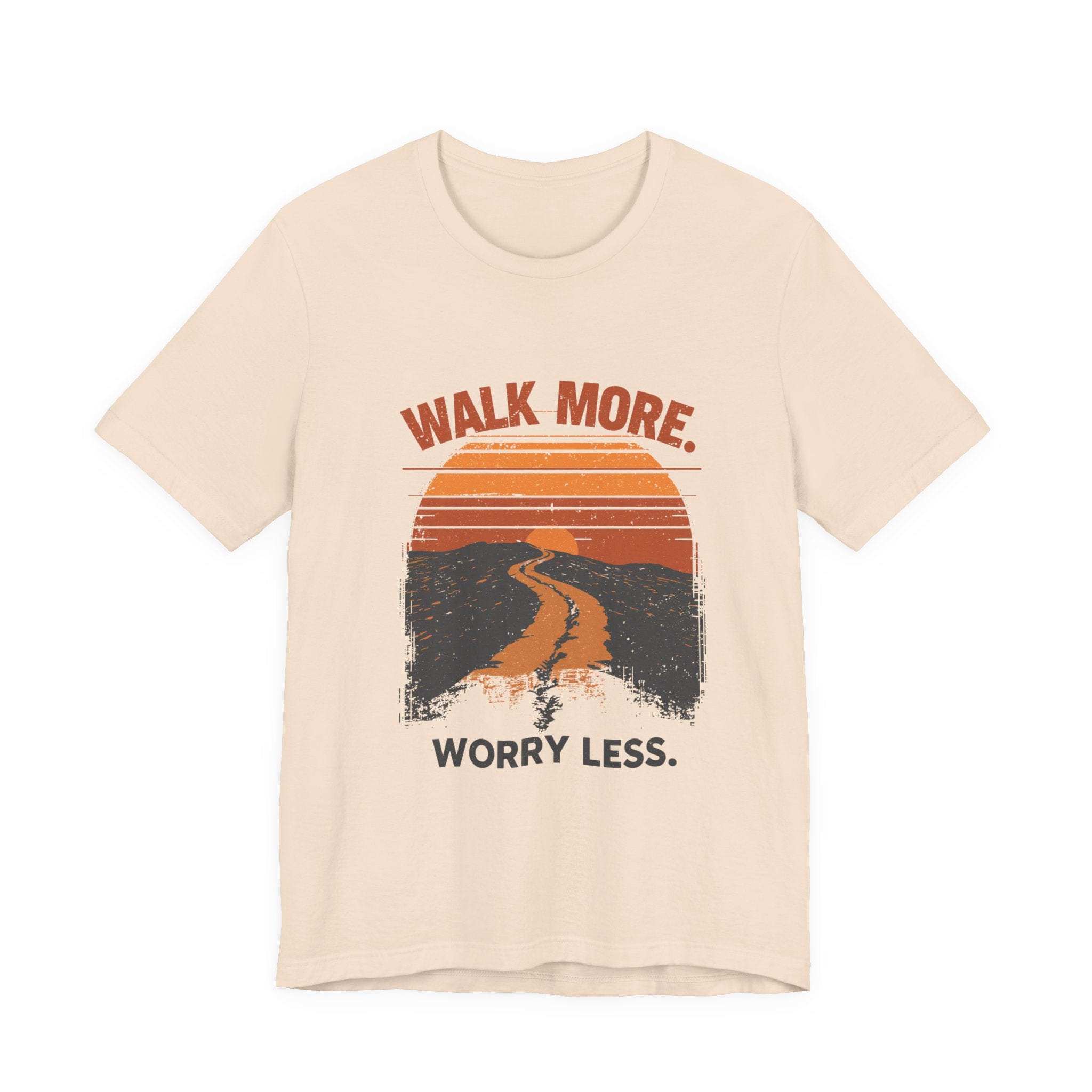 Walk More Worry Less Tee | Retro Sunset Road Graphic T-Shirt