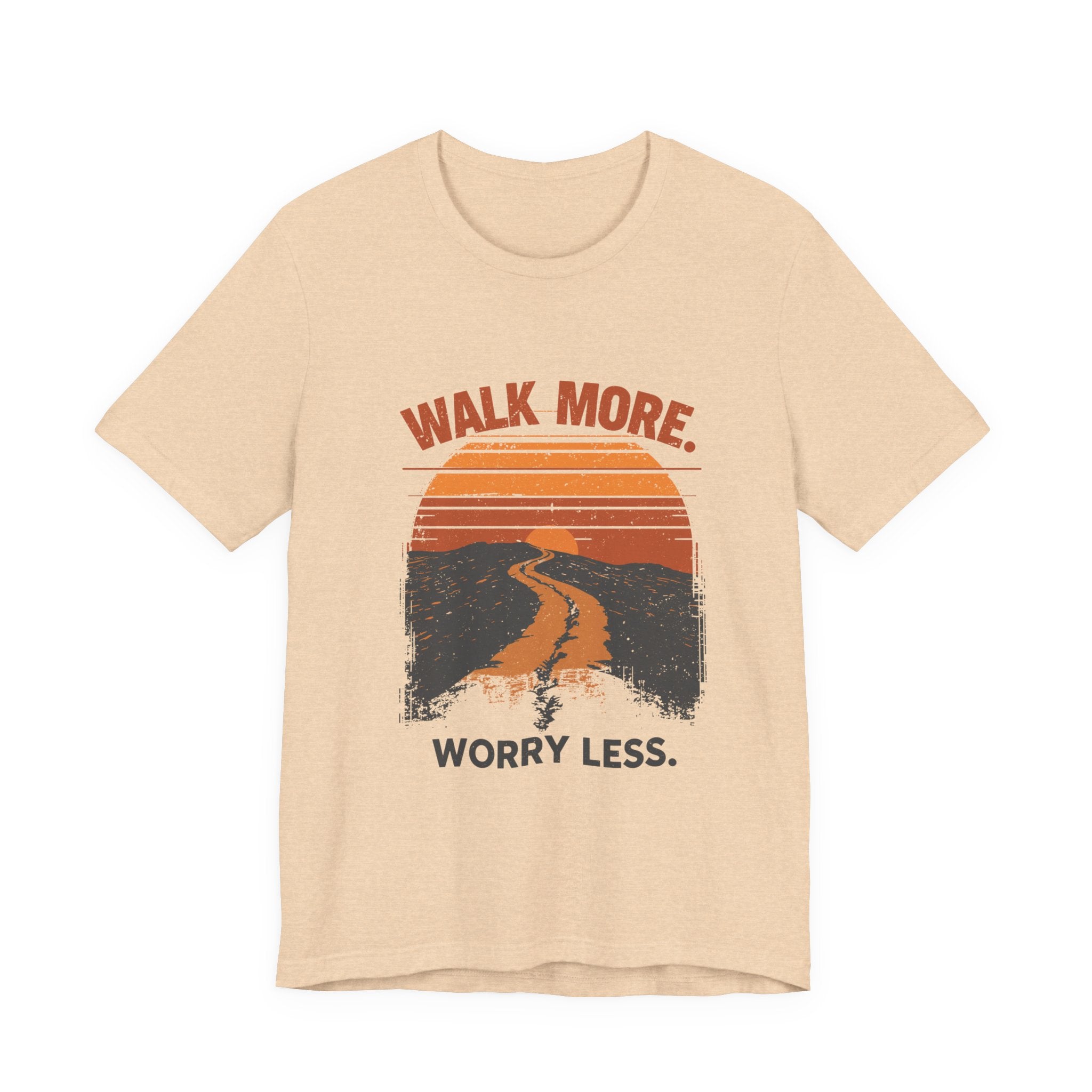 Walk More Worry Less Tee | Retro Sunset Road Graphic T-Shirt