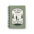 We Walk at Dawn hiking silhouette Spiral Bound Journal | nature, dog paw emblem