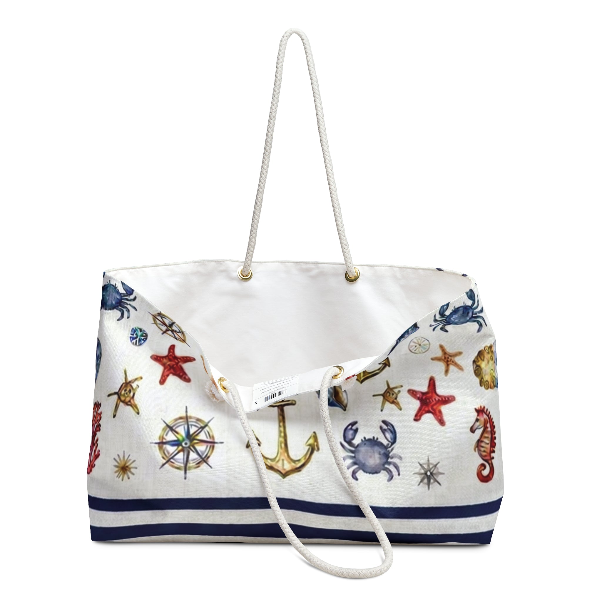 Nautical Weekender Bag – Sea Anchor, Starfish & Shell Travel Tote