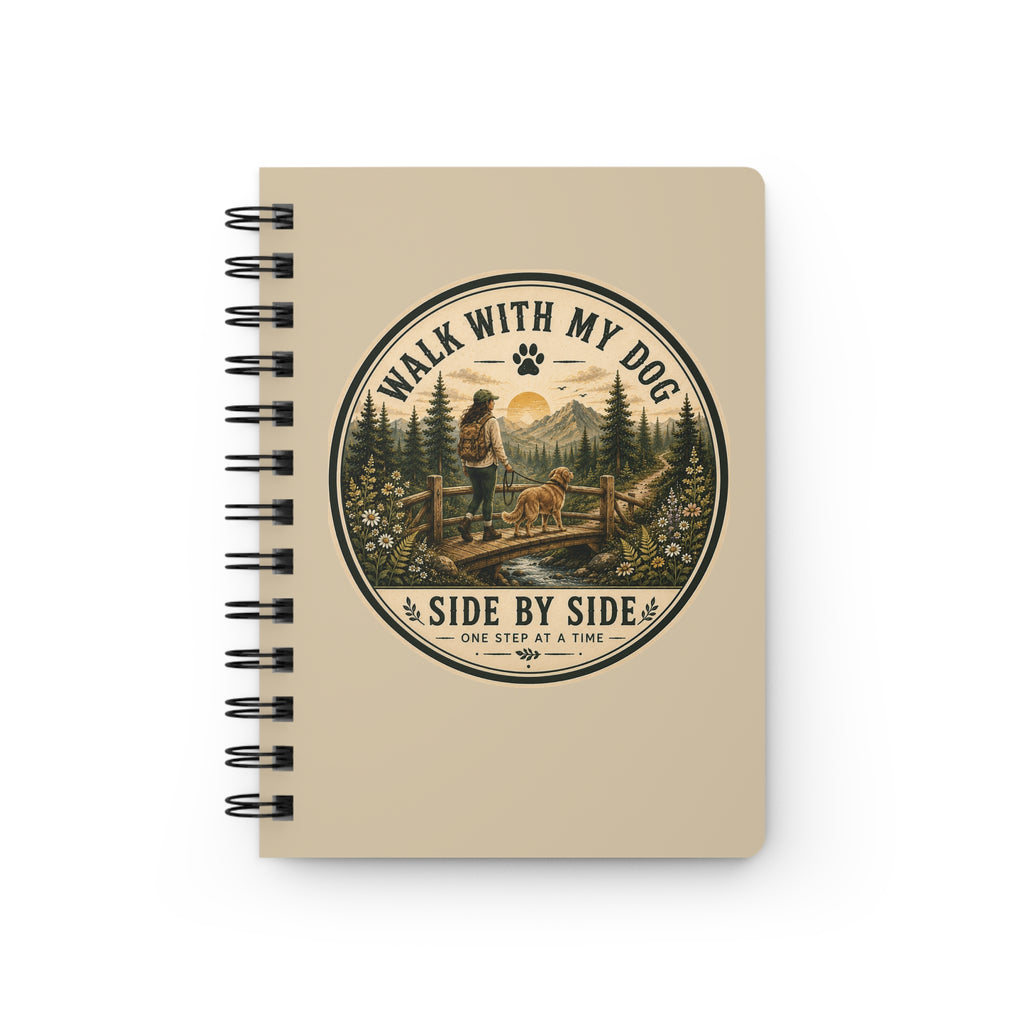 Dog Lover Spiral Journal — "I Walk With My Dog Side By Side" Nature Notebook