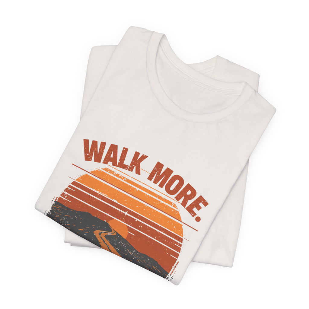 Walk More Worry Less Tee | Retro Sunset Road Graphic T-Shirt