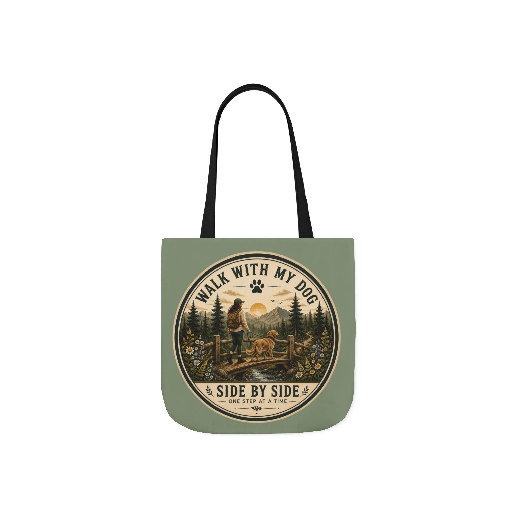 Walk With My Dog Canvas Tote – "Side by Side" Outdoor Adventure Dog Lover Bag