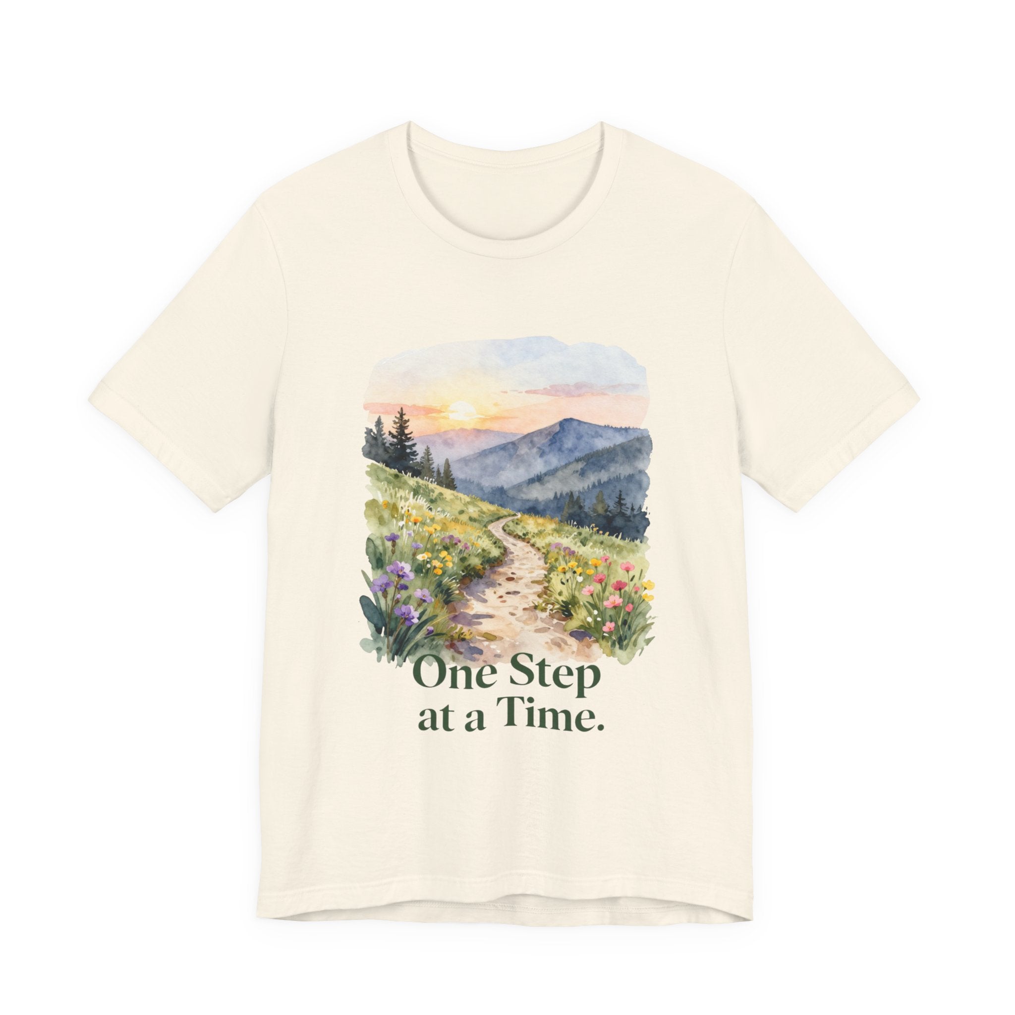 One Step at a Time Tee — Inspirational Mountain Path Graphic T-Shirt
