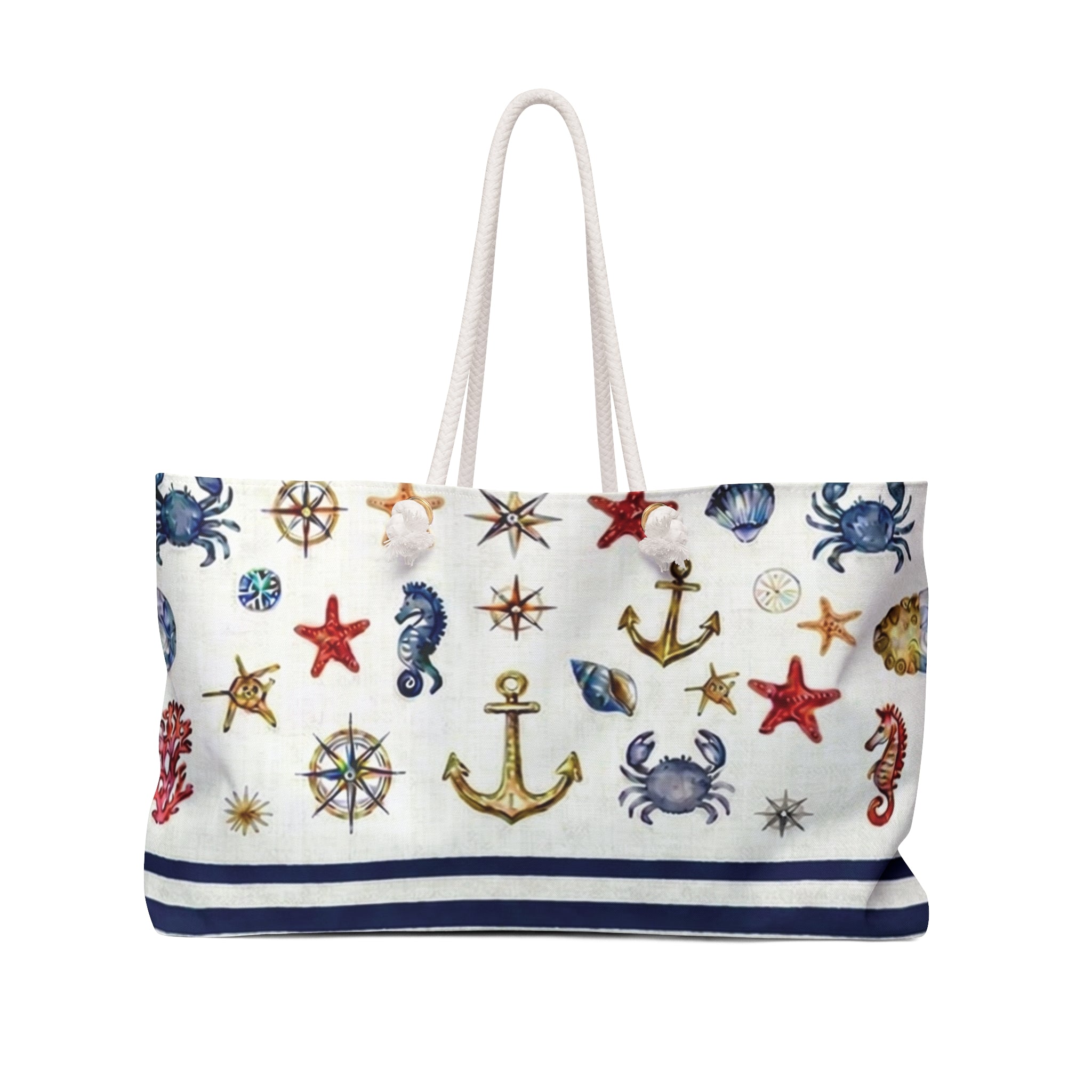 Nautical Weekender Bag – Sea Anchor, Starfish & Shell Travel Tote