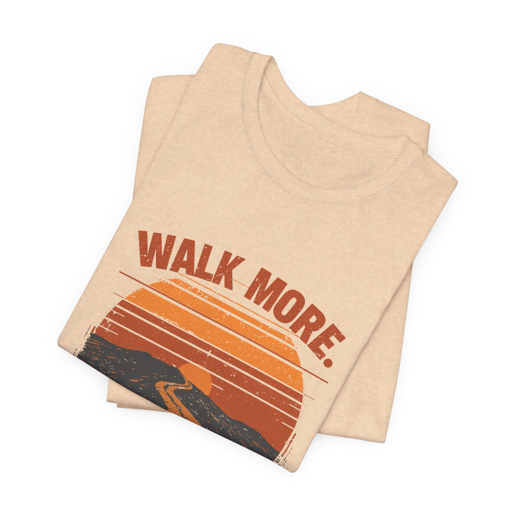 Walk More Worry Less Tee | Retro Sunset Road Graphic T-Shirt