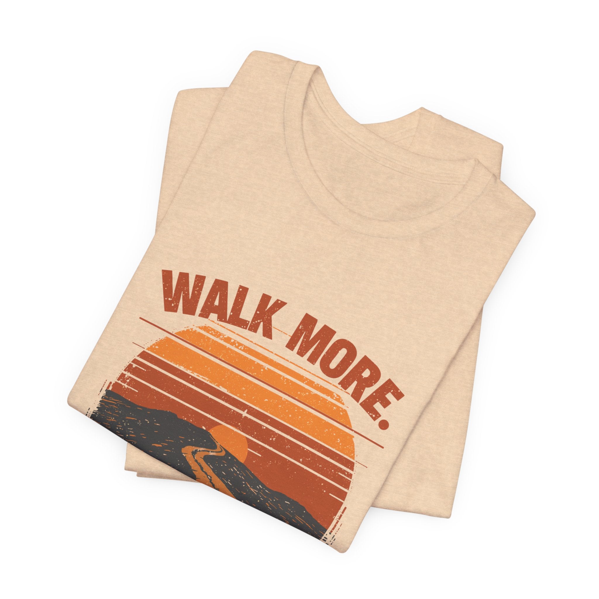 Walk More Worry Less Tee | Retro Sunset Road Graphic T-Shirt