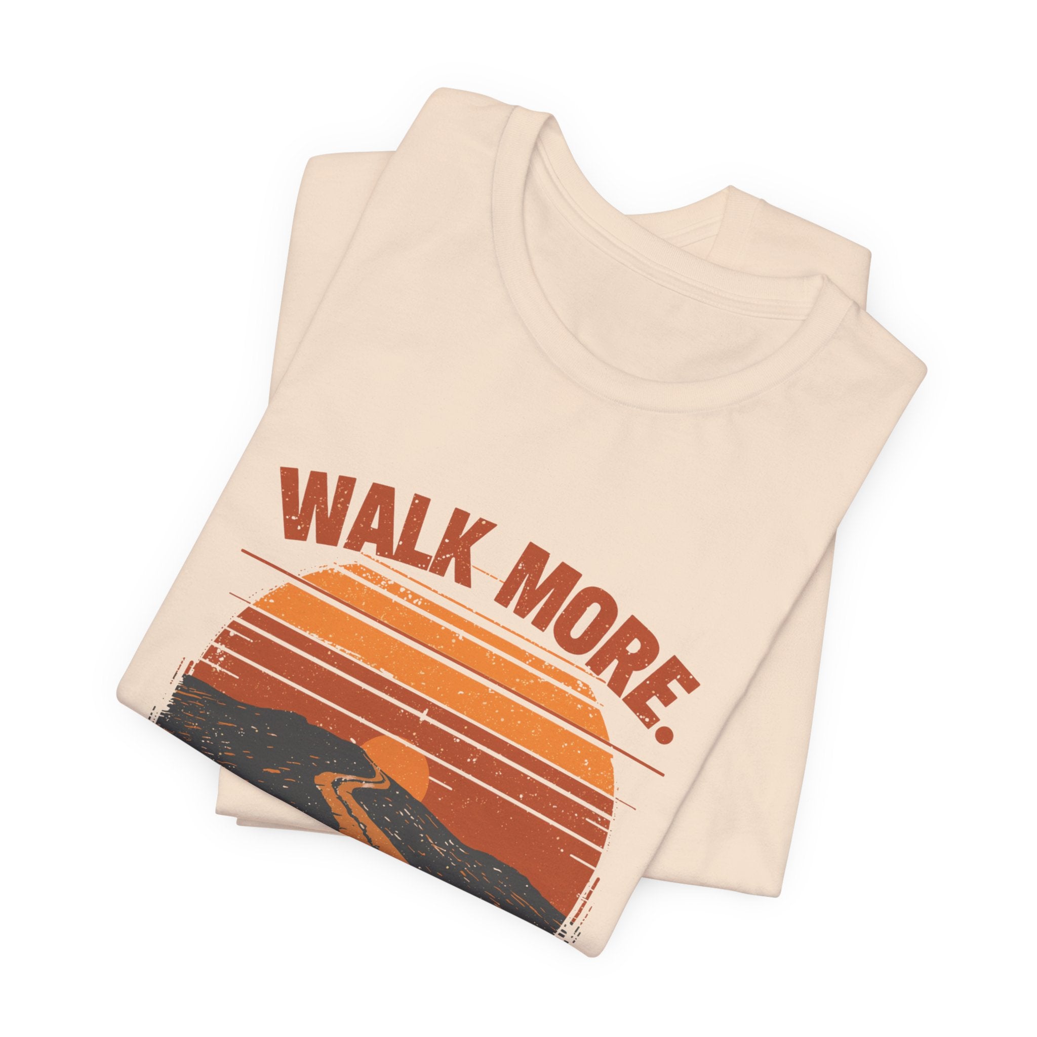 Walk More Worry Less Tee | Retro Sunset Road Graphic T-Shirt