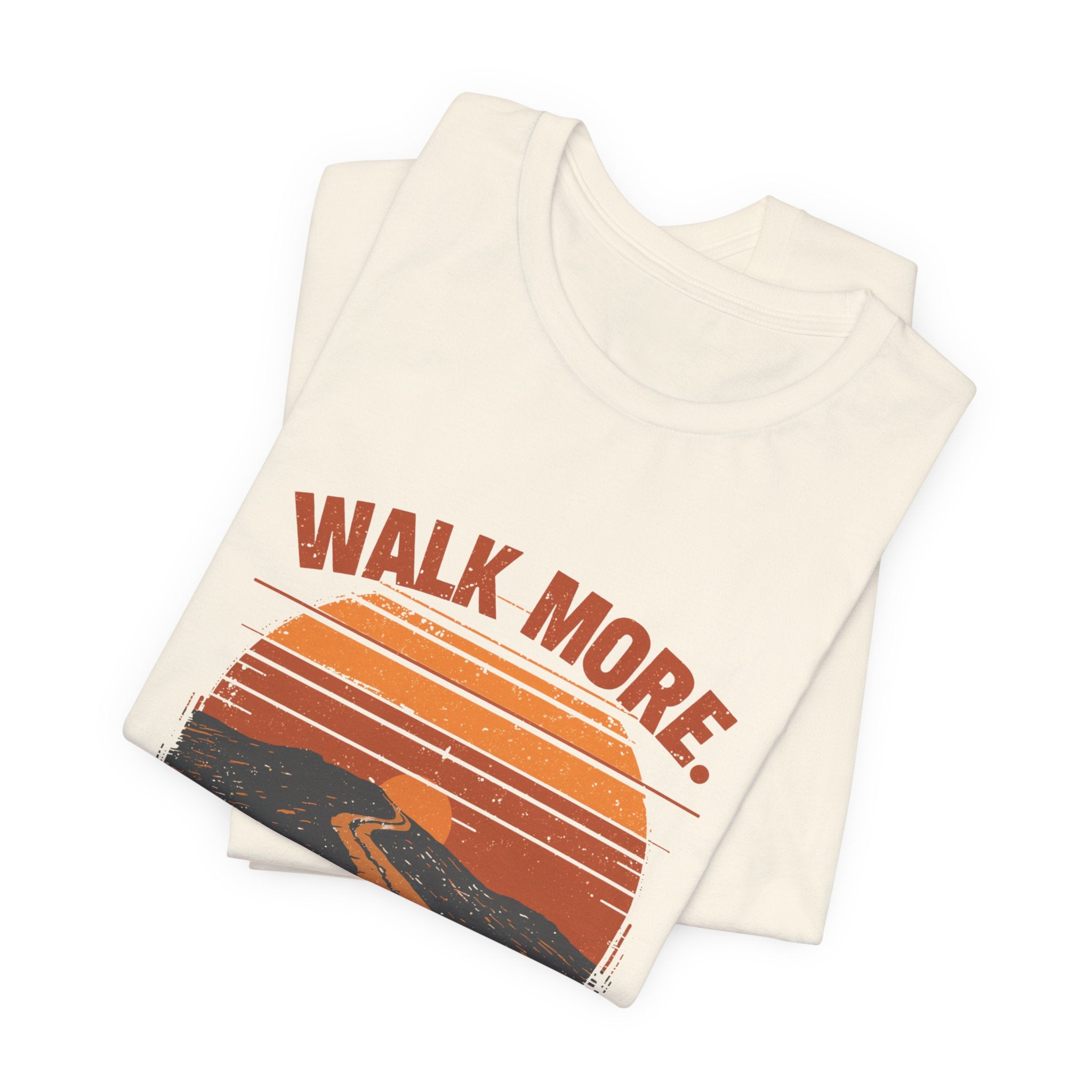 Walk More Worry Less Tee | Retro Sunset Road Graphic T-Shirt