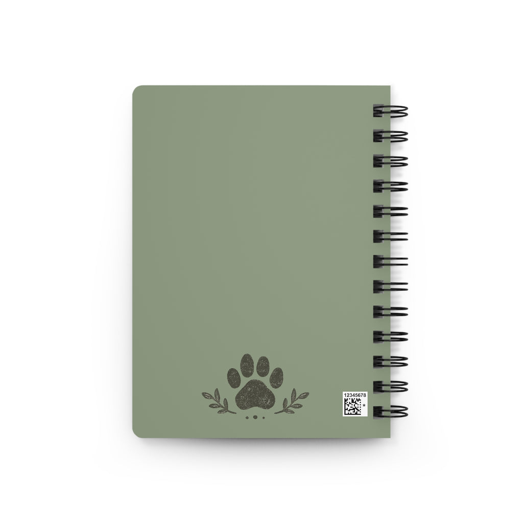 We Walk at Dawn hiking silhouette Spiral Bound Journal | nature, dog paw emblem