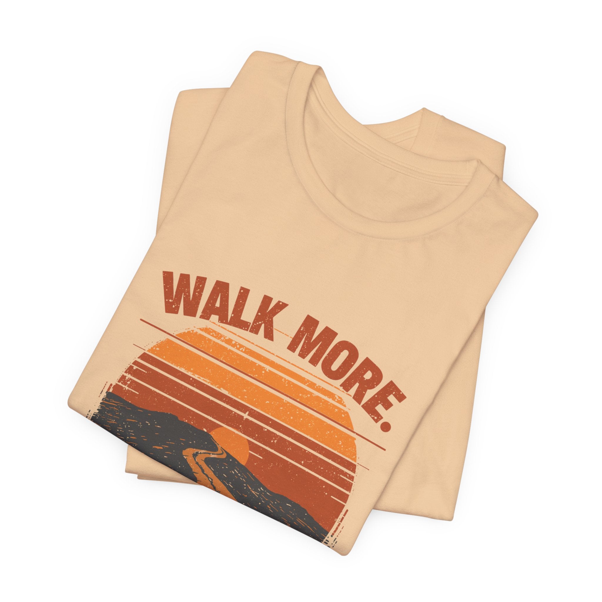 Walk More Worry Less Tee | Retro Sunset Road Graphic T-Shirt