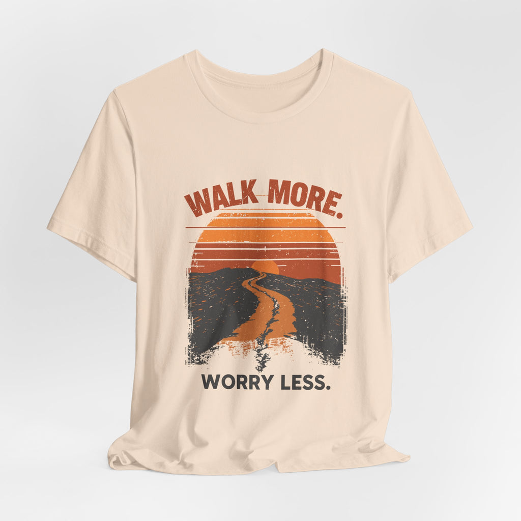 Walk More Worry Less Tee | Retro Sunset Road Graphic T-Shirt